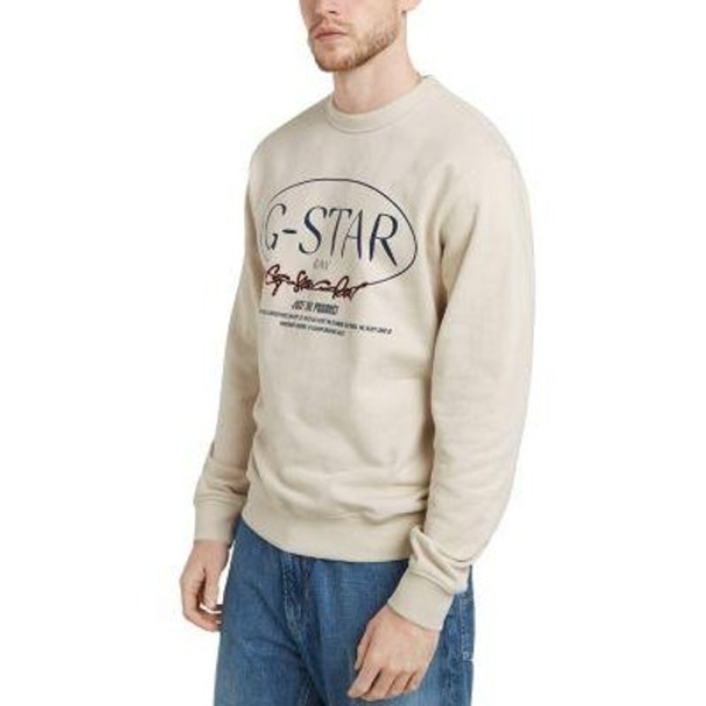 Circle G-Star Cotton Raw Mens Graphic Crewneck Sweatshirt Sand Size Small NWT
